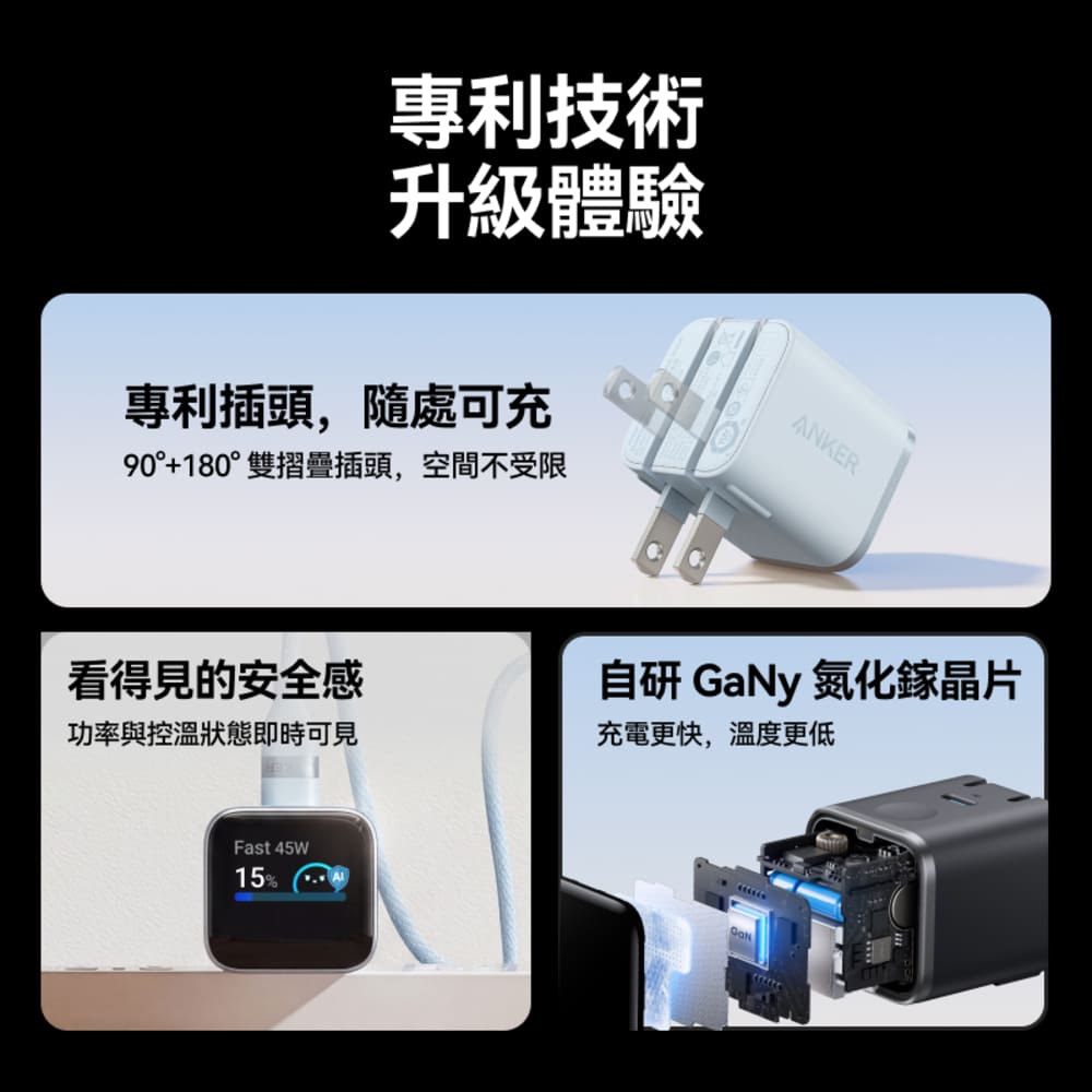 A121D Nano 45W 螢幕充電器-白